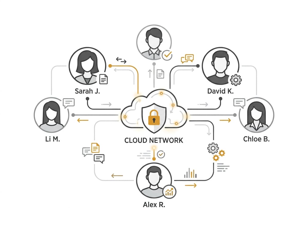 Team Workspace Multi-user Collaboration Graphic